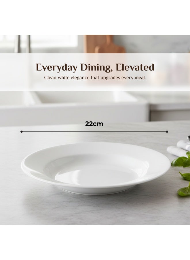 Luminarc  White Ceramic Soup Plate 22cm Elegant Round Serving Plates for Home Hotel & Restaurant Microwave & Dishwasher Safe Tableware - Image 2